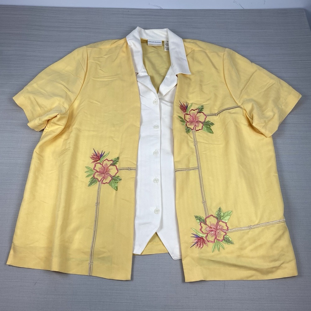 Alfred Dunner 3/4 Sleeve Twofer Layered Embroidered Blouse Topā Size 22W